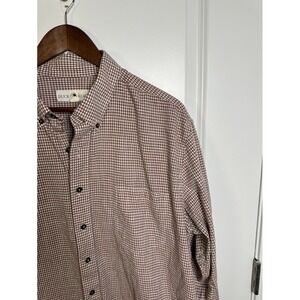 Duck Head Mens XL Brown Gingham Check Button Down 100% Cotton Long Sleeve Shirt